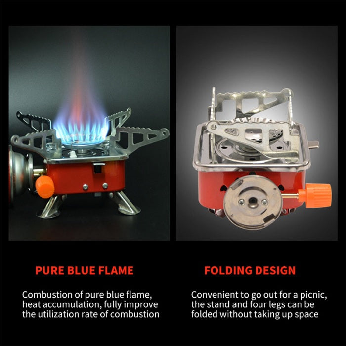 FlameX: Portable & Foldable Windproof Butane Camping Stove with High Heat Output for Outdoor Cooking, Hiking & Adventures