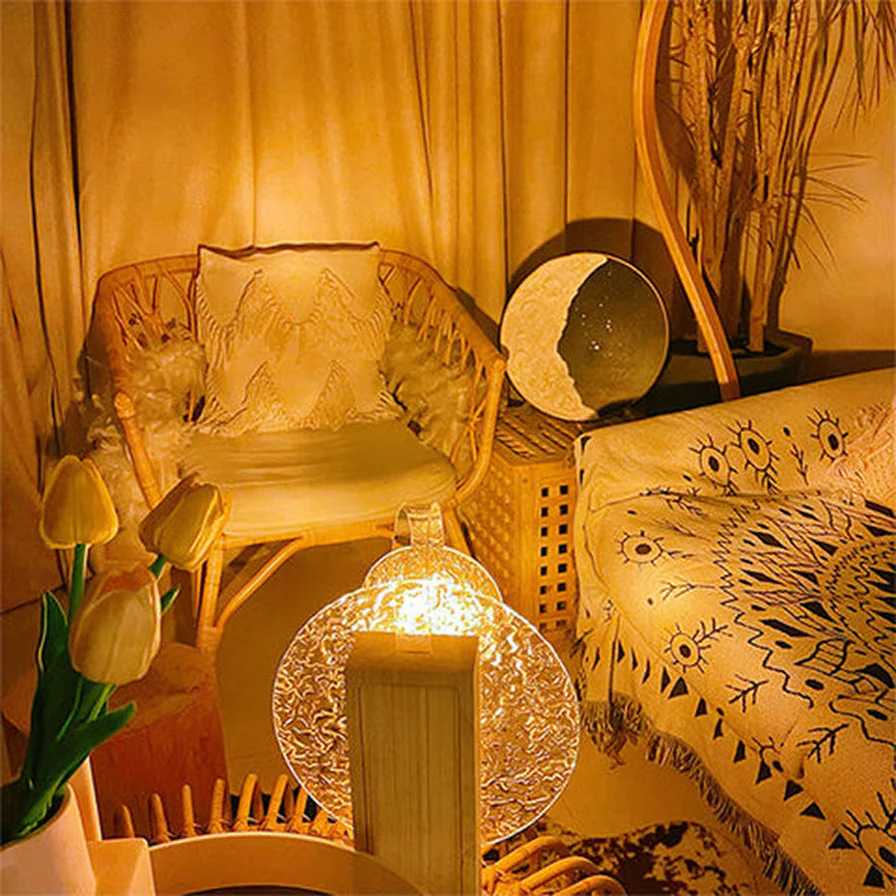 Wavi: Rotating Ripple Ambient Night Lamp with Water Wave Projection, Touch Control, Colour Changing Sunset Glow for Bedroom & Home Aesthetic Décor