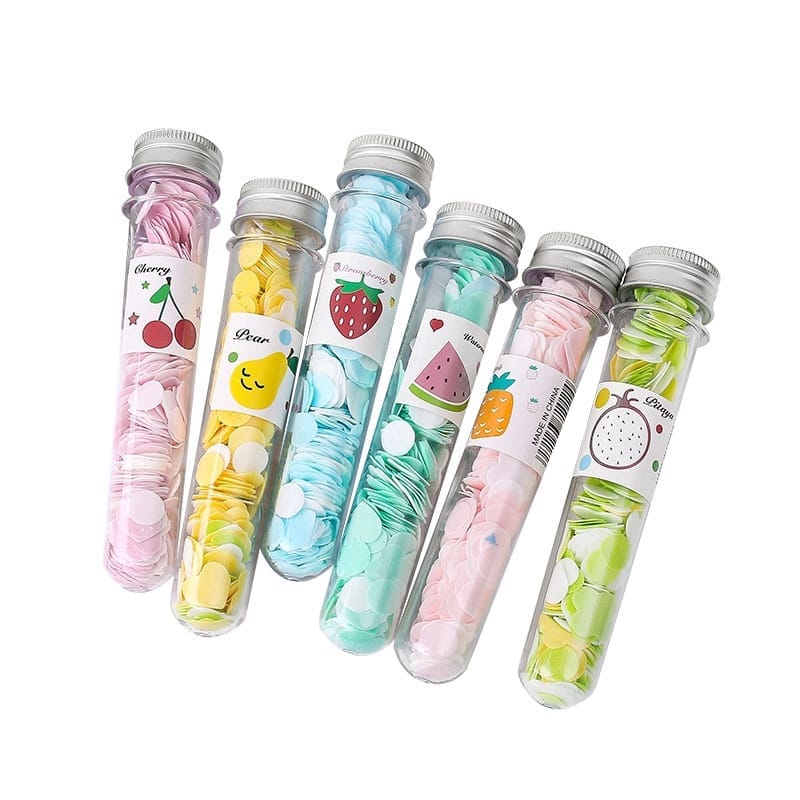 FruityClean: Set of 3 Cute Travel-Friendly Hand Soap Paper Flake Tubes – Perfect for On-the-Go Hygiene