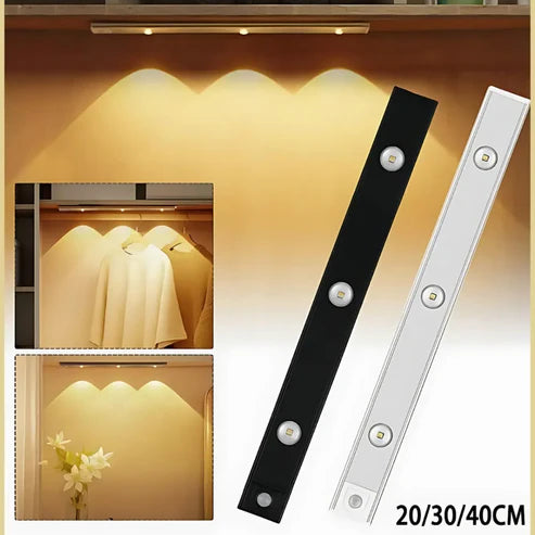 Sleek: USB-C Rechargeable LED Panel Light with PIR Motion Sensor, Mountable Light for Wardrobes, Stairs & Kitchen Shelves with 3 Colour Modes, Dimmable Brightness & Easy Slide-in Bracket