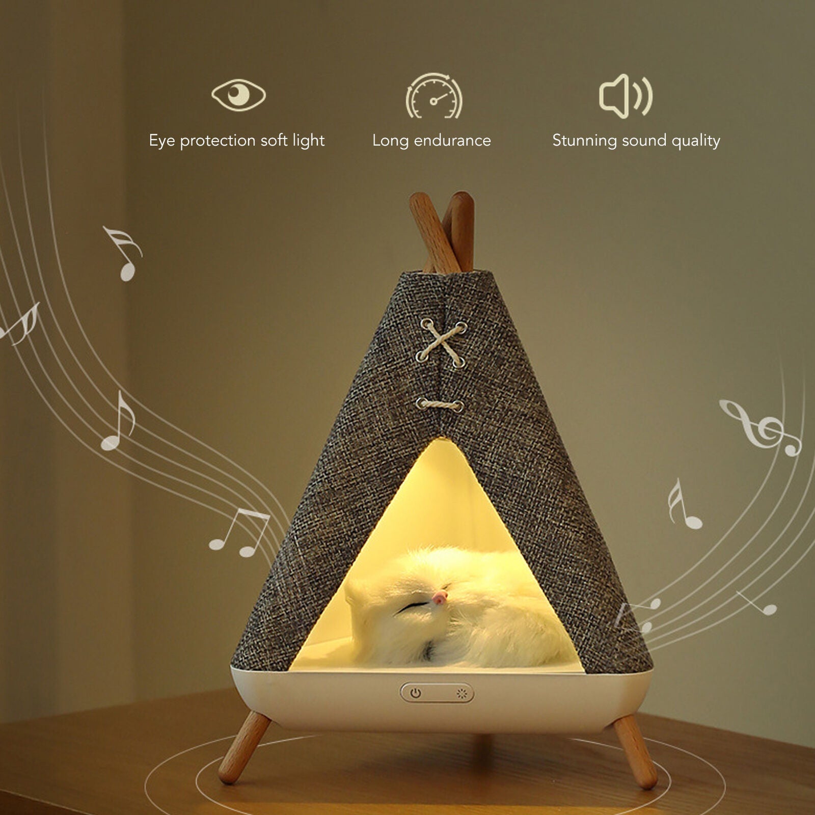 Purrrr: Cute Cat Tent House Lamp & Bluetooth Speaker for Cozy Ambient Lighting & Home Décor