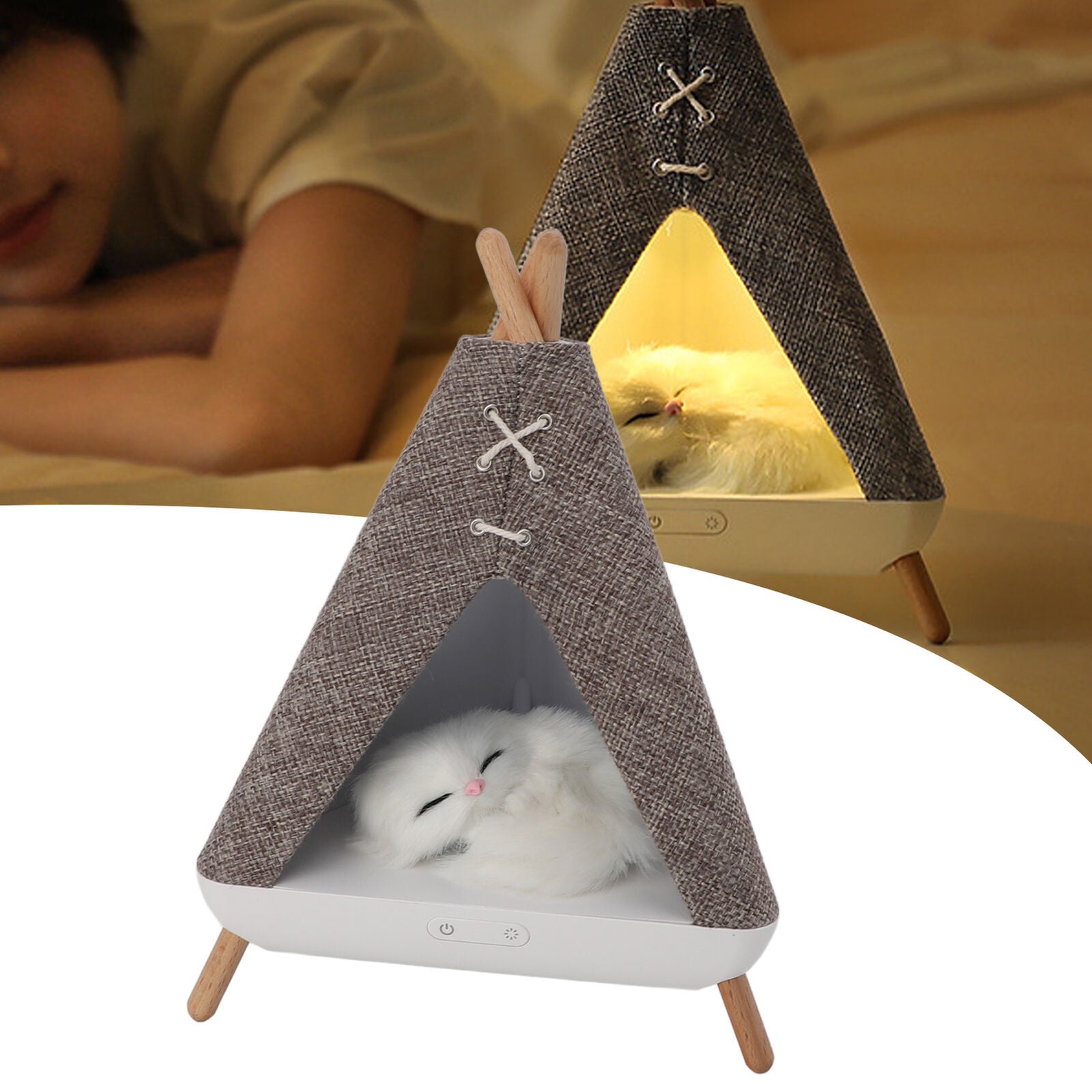 Purrrr: Cute Cat Tent House Lamp & Bluetooth Speaker for Cozy Ambient Lighting & Home Décor