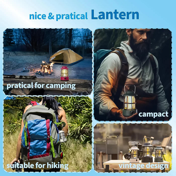 Lantern: Portable Camping Lamp with Knob Adjustable LED & Type-C Charging