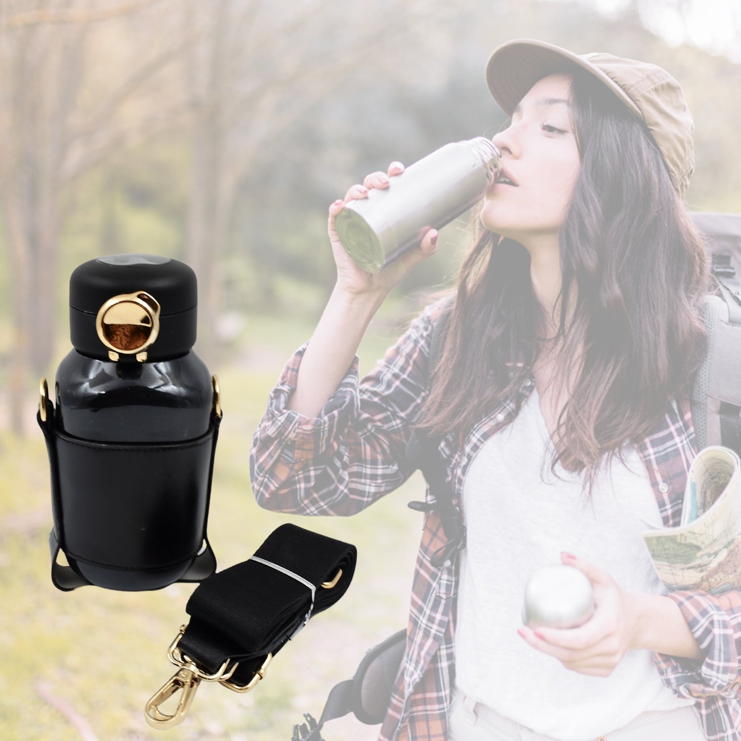 FashionCup: LED Temperature Thermos Bottle with Strap