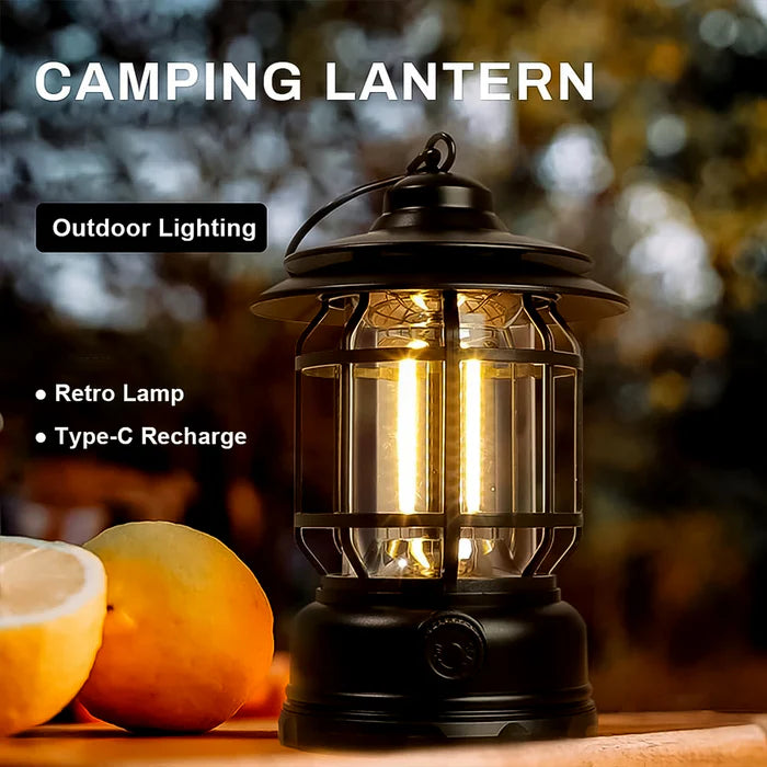 Lantern: Portable Camping Lamp with Knob Adjustable LED & Type-C Charging