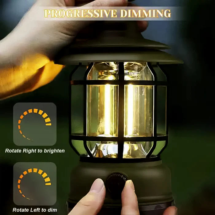 Lantern: Portable Camping Lamp with Knob Adjustable LED & Type-C Charging