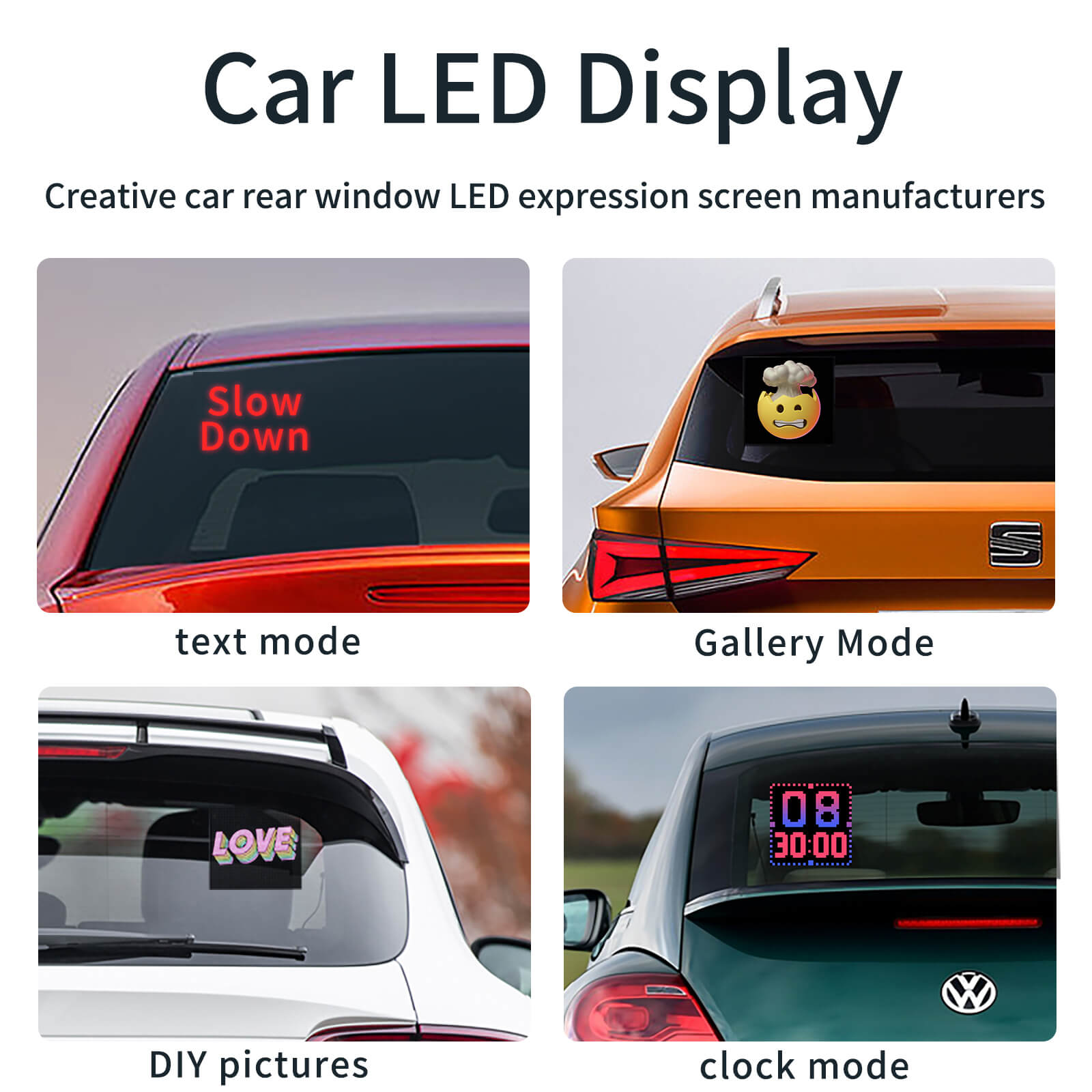 Pixo – Programmable LED Pixel Display Screen with Bluetooth App Control, Custom Text & Animations for Car Windshield & Home Decor 13x13cm