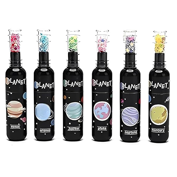 Zap: Space-Themed Highlighter Set with Fluorescent Neon Colours, Unique Planet Theme Fine Grip Marker Pen (6 Pcs)