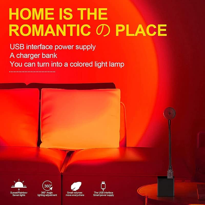 AuraMini – USB-Powered Mini RGB Sunset Projection Lamp with Plug & Play 360 Adjustable Design, Soft Ambient Glow Light for Aesthetic Decor