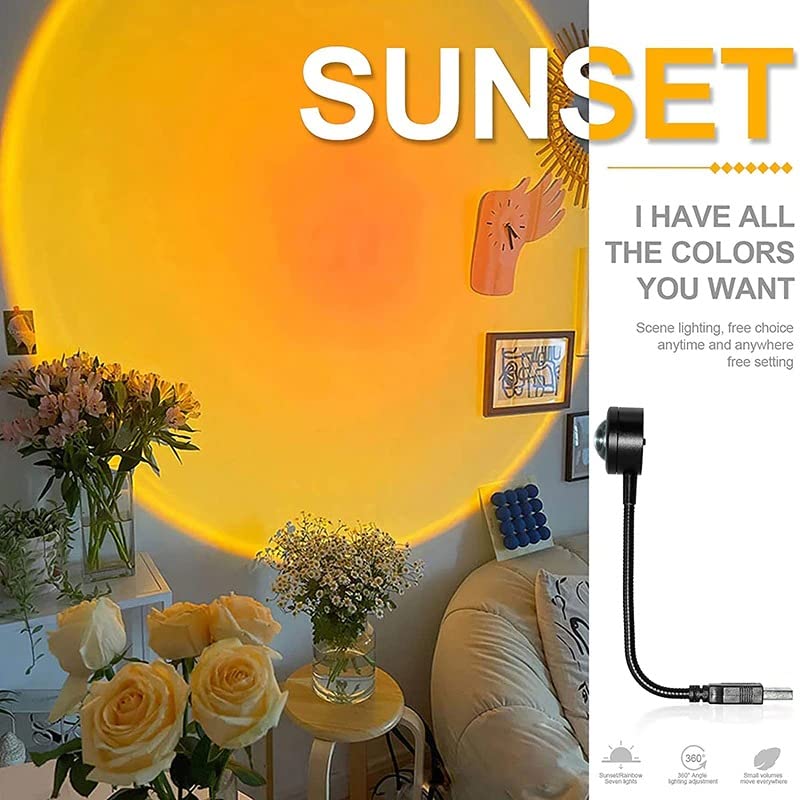 AuraMini – USB-Powered Mini RGB Sunset Projection Lamp with Plug & Play 360 Adjustable Design, Soft Ambient Glow Light for Aesthetic Decor