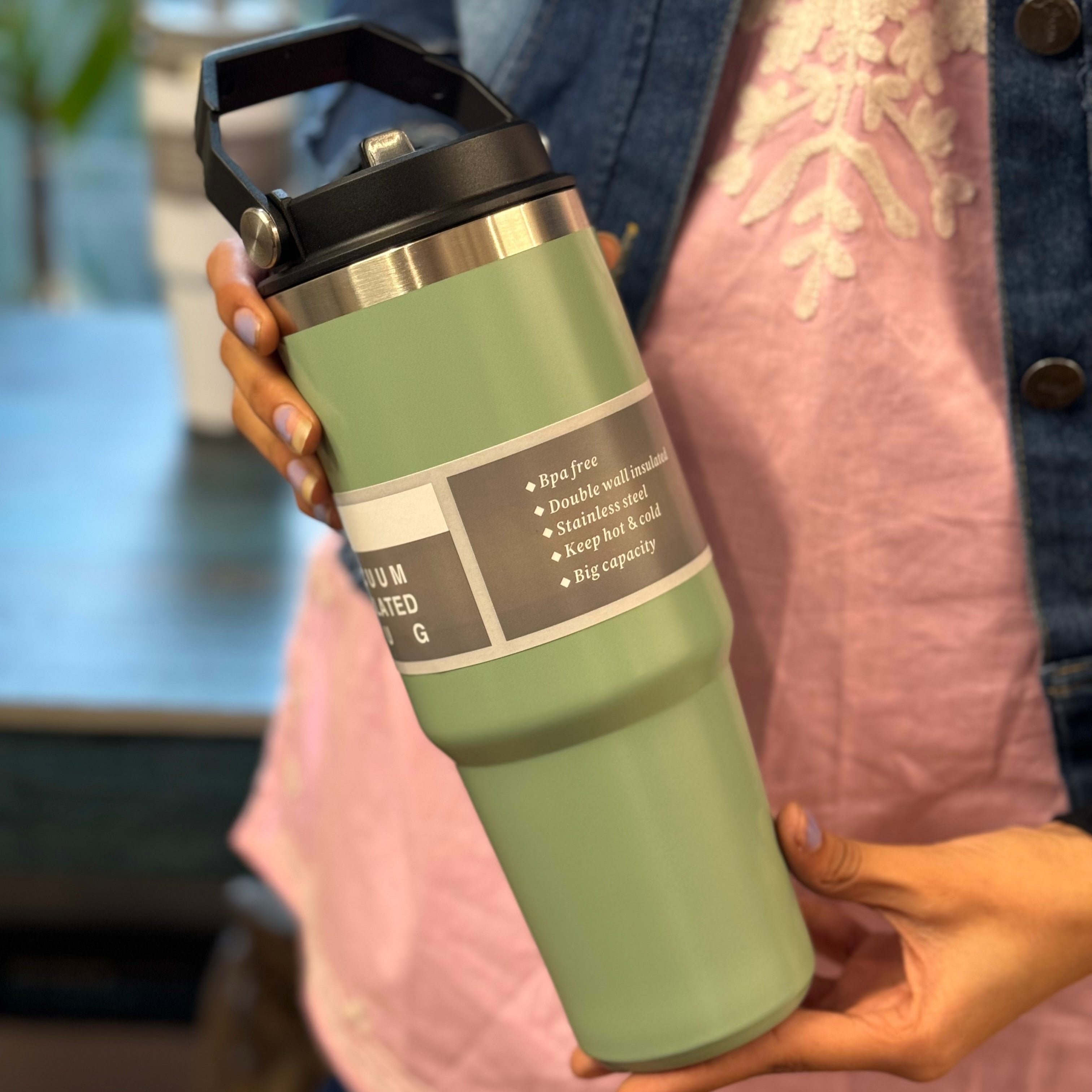 Stan: 900ml Leakproof & Insulated Stanley Tumbler Bottle with Handle