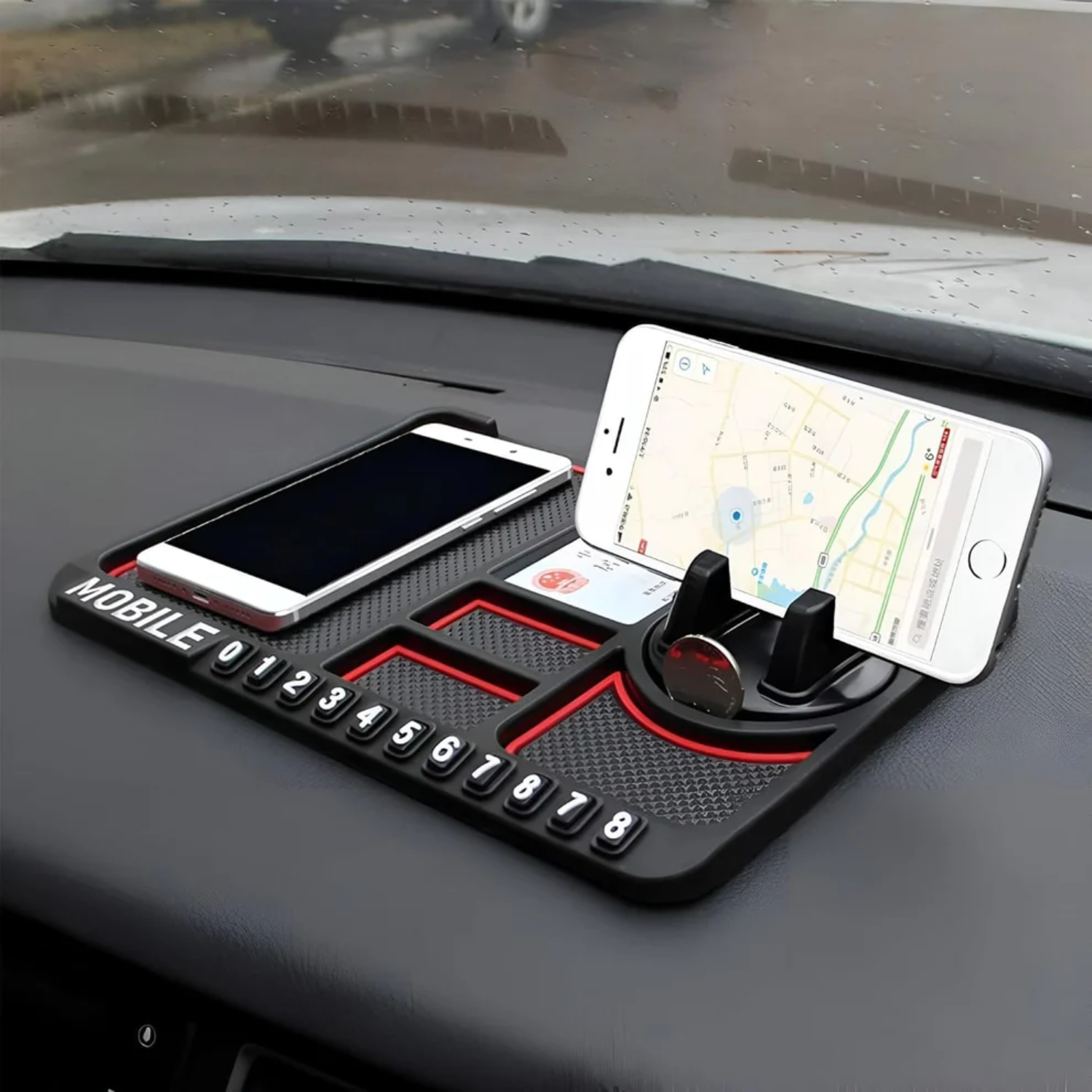 Dashy: Anti-Slip Dashboard Mat & Universal Smartphone Holder for Cars, Non-Slip Silicone Phone Mount with Secure Grip for Car Interior Dashboard Use