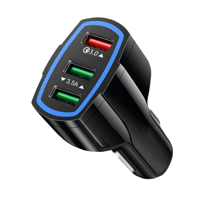 Rova: Triple USB Car Charger with Smart Fast Charging, 15W Multi-Port