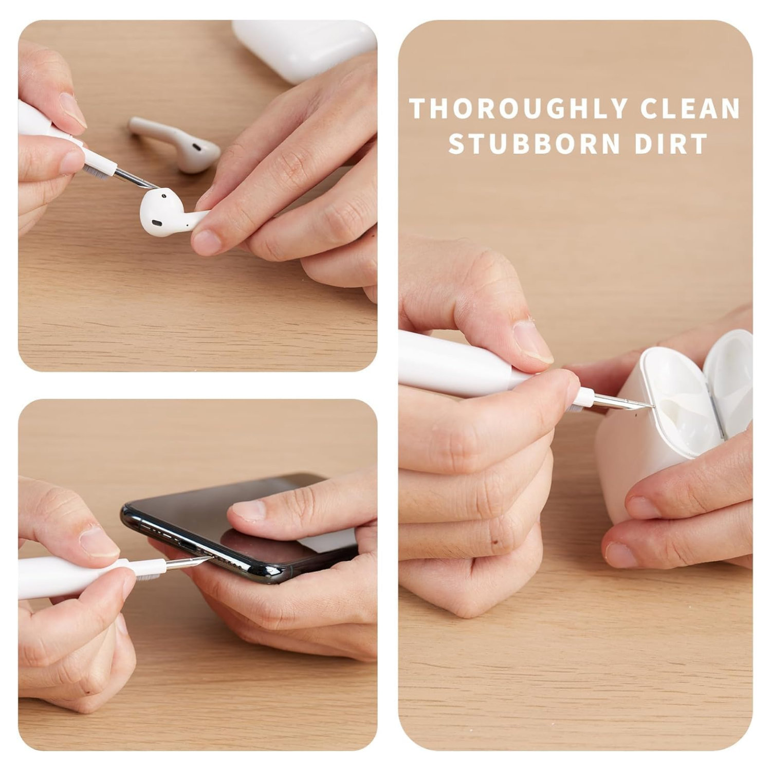 Aira: 3-in-1 Earbuds & AirPods Cleaning Pen- Precision Cleaning Tool with Soft Brush, Tip & Sponge for Earphones, Charging Case & Audio Devices