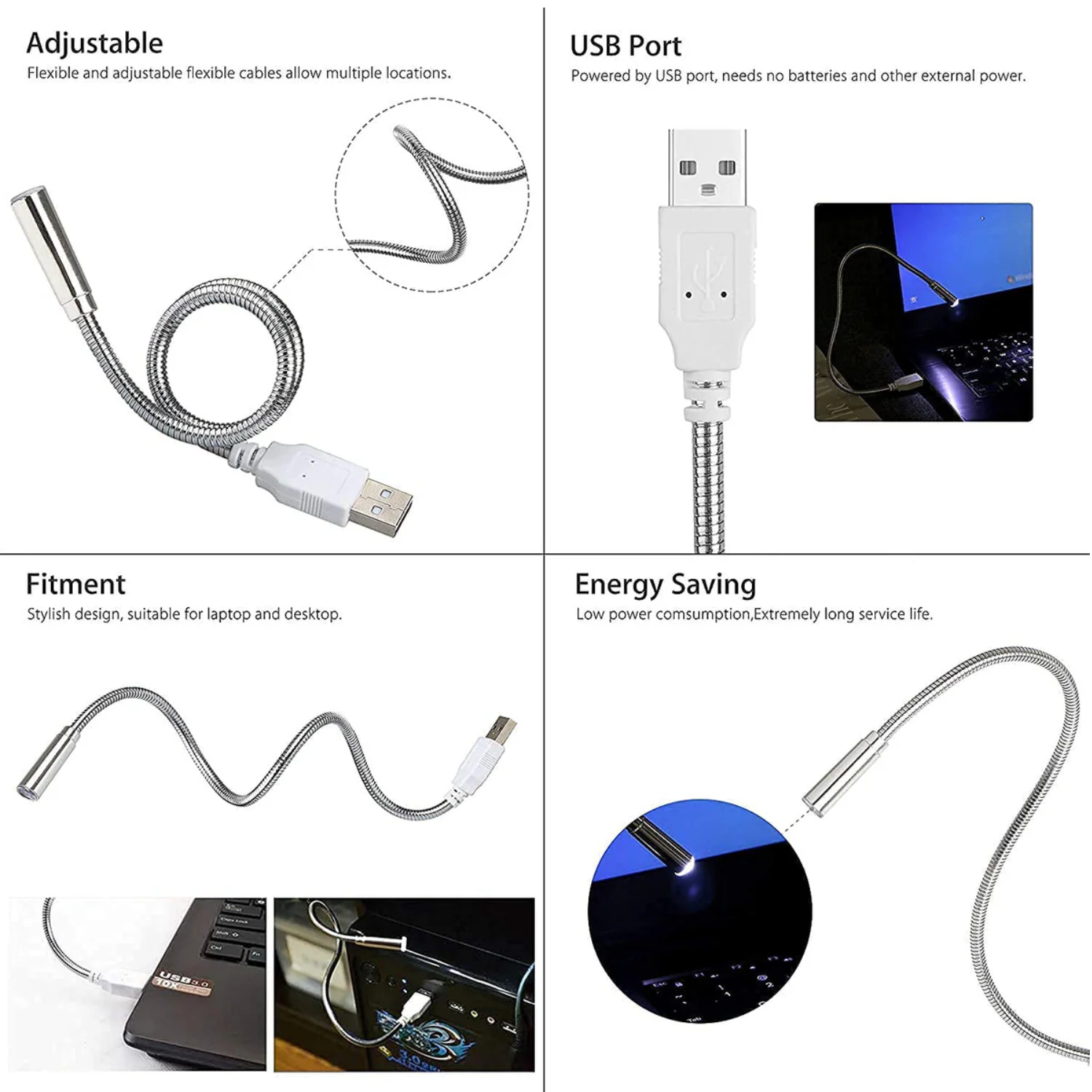 Flexy: Flexible USB Laptop Light for Eye Comfort & Productivity, LED Desk Lamp for Reading, Night Work & Reduced Eye Strain on Laptop, PC & Power Bank
