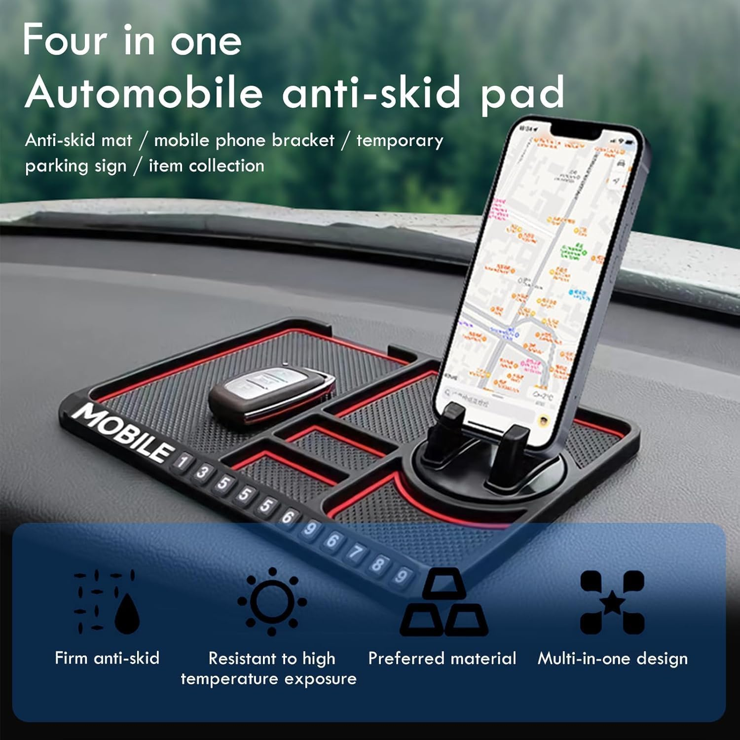 Dashy: Anti-Slip Dashboard Mat & Universal Smartphone Holder for Cars, Non-Slip Silicone Phone Mount with Secure Grip for Car Interior Dashboard Use