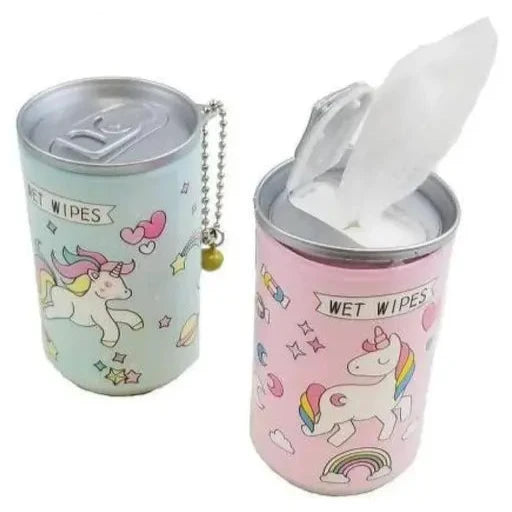 Woopy: Cute Themed Wet Wipes in A Can with Keychain (Set of 2)