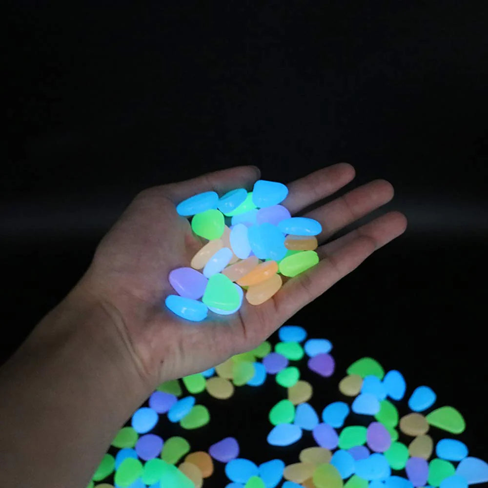 GlowRock: Glow-in-the-Dark Pebble Set for Balcony, Garden, Aquarium & Magical Ambience (Pack of 100)