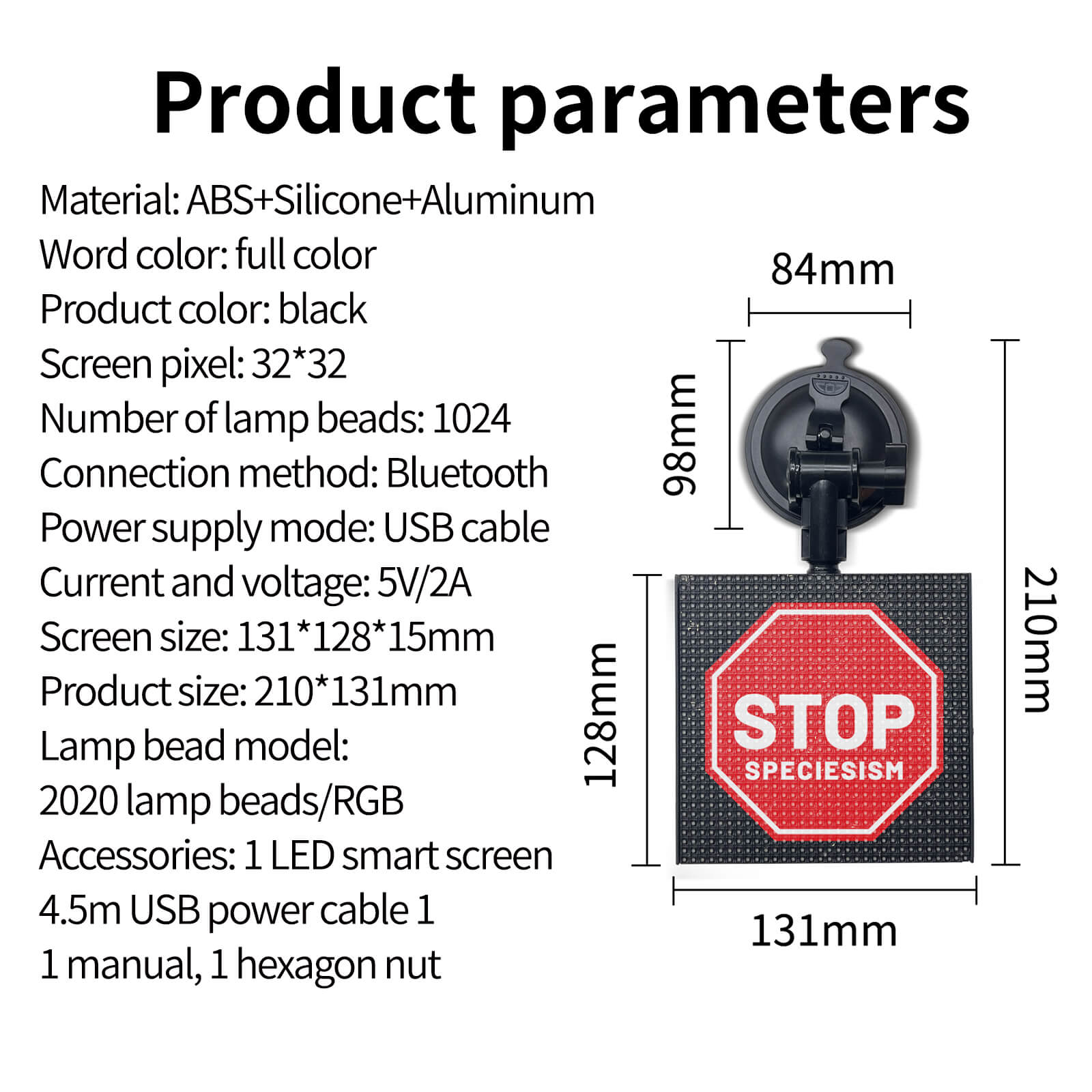 Pixo – Programmable LED Pixel Display Screen with Bluetooth App Control, Custom Text & Animations for Car Windshield & Home Decor 13x13cm