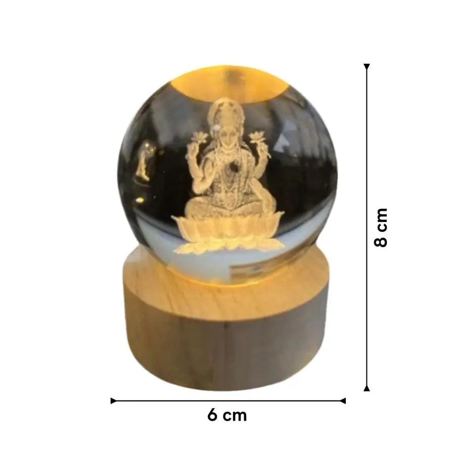 Laxmi: 3D LED Laxmi Ji Crystal Ball Home Decor / Mandir Lamp