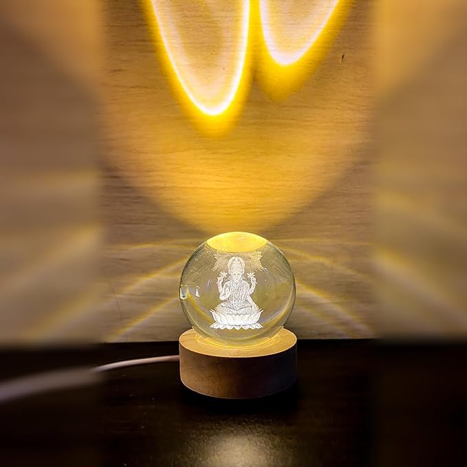 VETRO LED LIGHT 3S 新品未使用 Laxmi: 3D LED Laxmi Ji Crystal Ball Night Lamp with USB-Powered Glow &