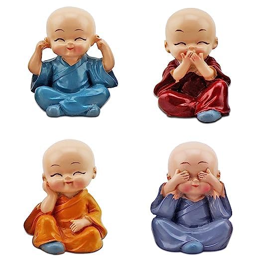 Bliss: Buddha Baby Monk Statues | Evergreen Gift Set (Set of 4)