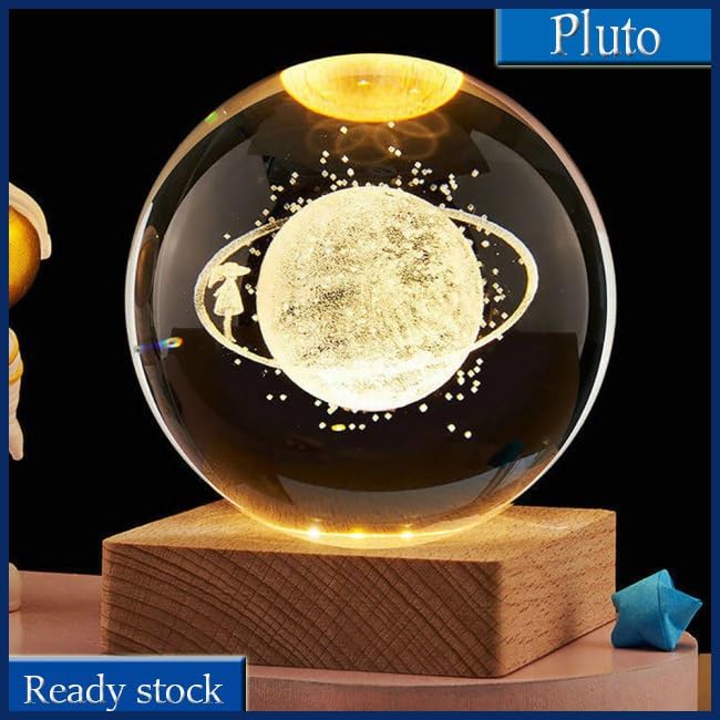 Pluto: 3D LED Crystal Ball & Holograph Night Lamp