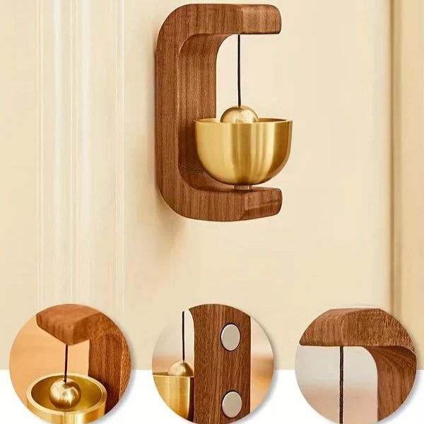 ZenBell: Vintage Japanese Wooden Door Chime with Soft Wind Bell Sound,