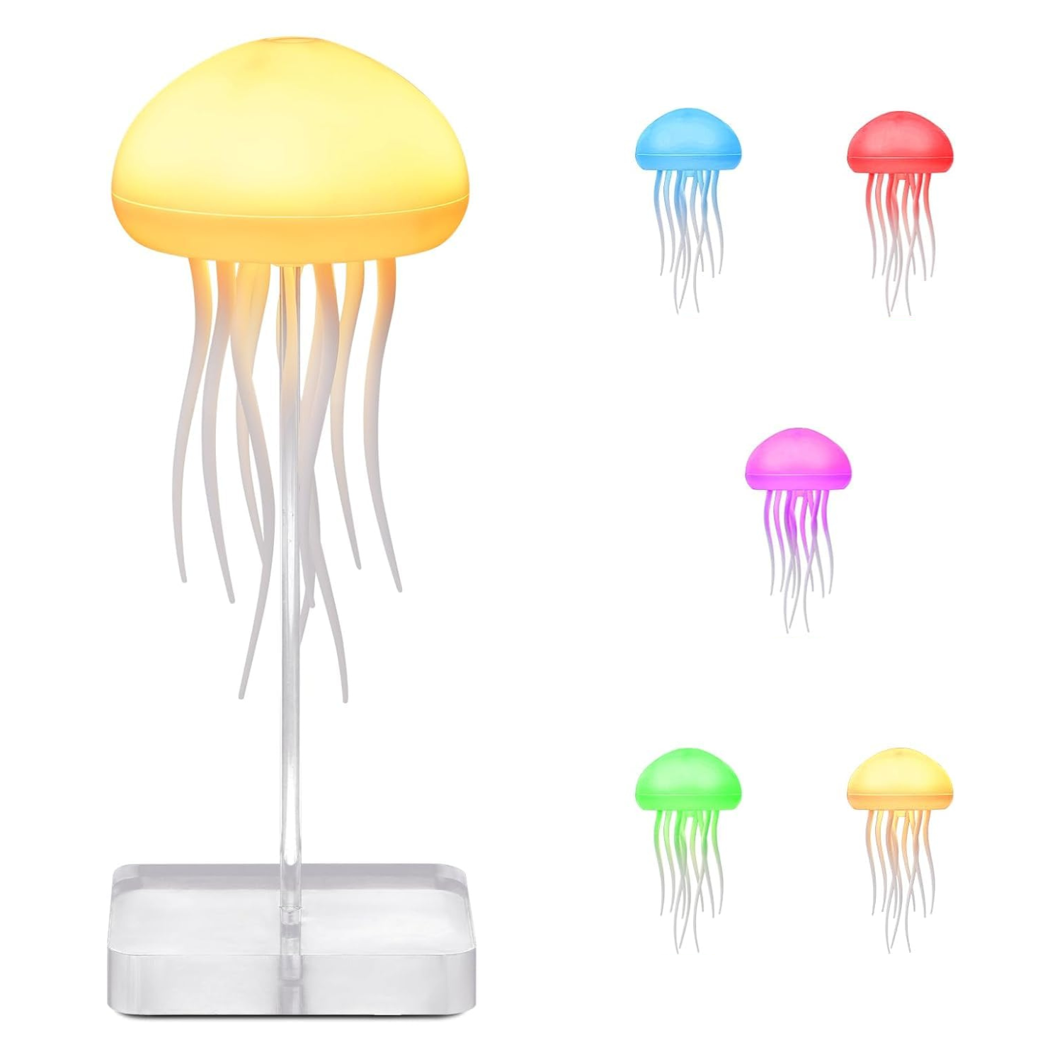 Jelly: TikTok Viral RGB Jellyfish Lamp with Voice Control & USB-C Rechargeable (Hanging + Base)