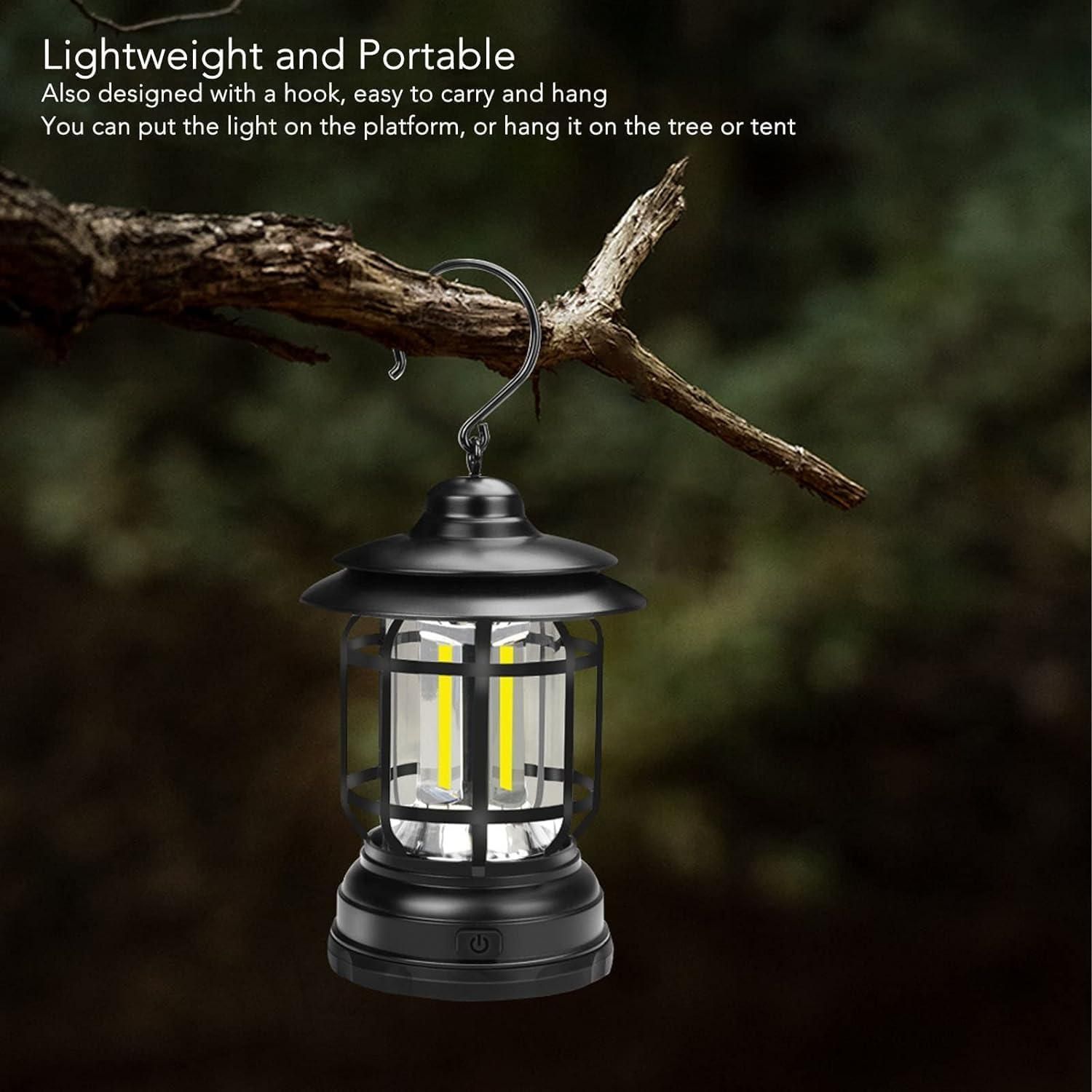 Lantern: Portable Camping Lamp with Knob Adjustable LED & Type-C Charging