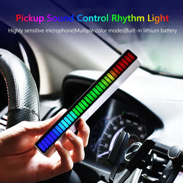 VibEQ: Sound Reactive RGB Light Bar, USB-C Rechargeable with In-built Mic & 32 Patterns, LED Strip for Car, Desk, Studio & Gaming Room
