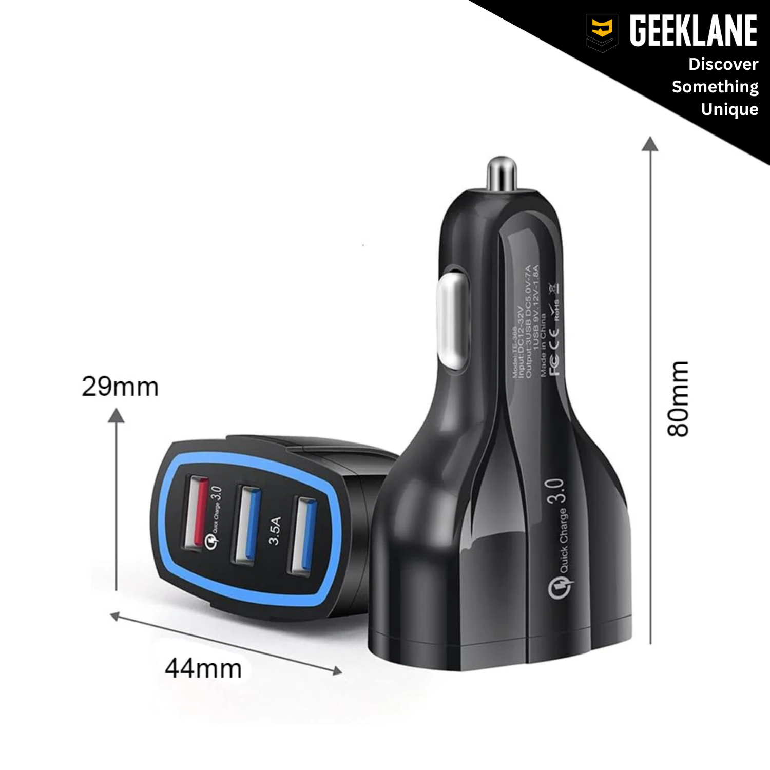 Voltio: Dual USB Car Charger with Smart Fast Charging & Device Protection, 15W Multi-Port Car Charger with 3 USB-A Outputs, QC 3.0 Support & Smart Chipset