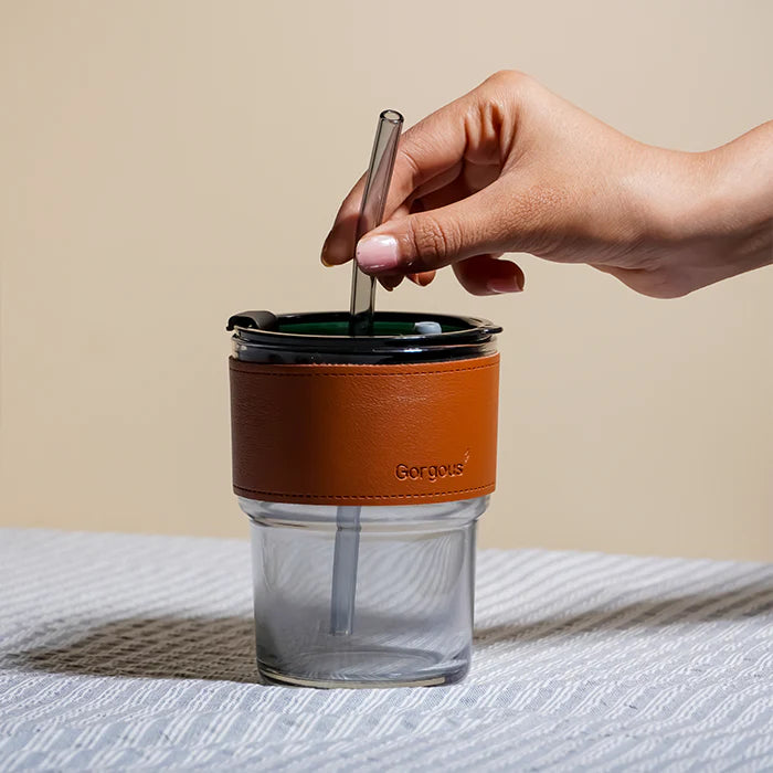 SipMate: Glass Tumbler with Straw