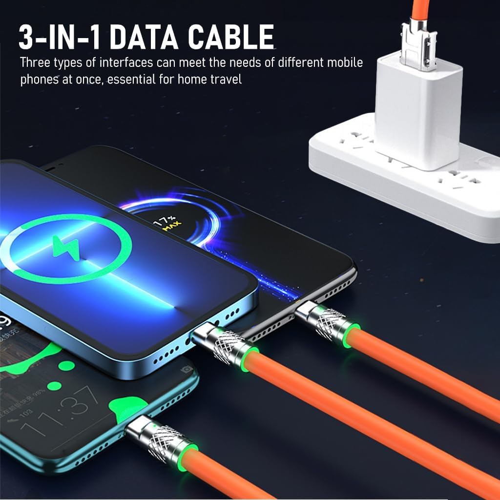 Flex: 3-In-1 Liquid Silicon Tangle-Free Fast Charge Cable (120W)