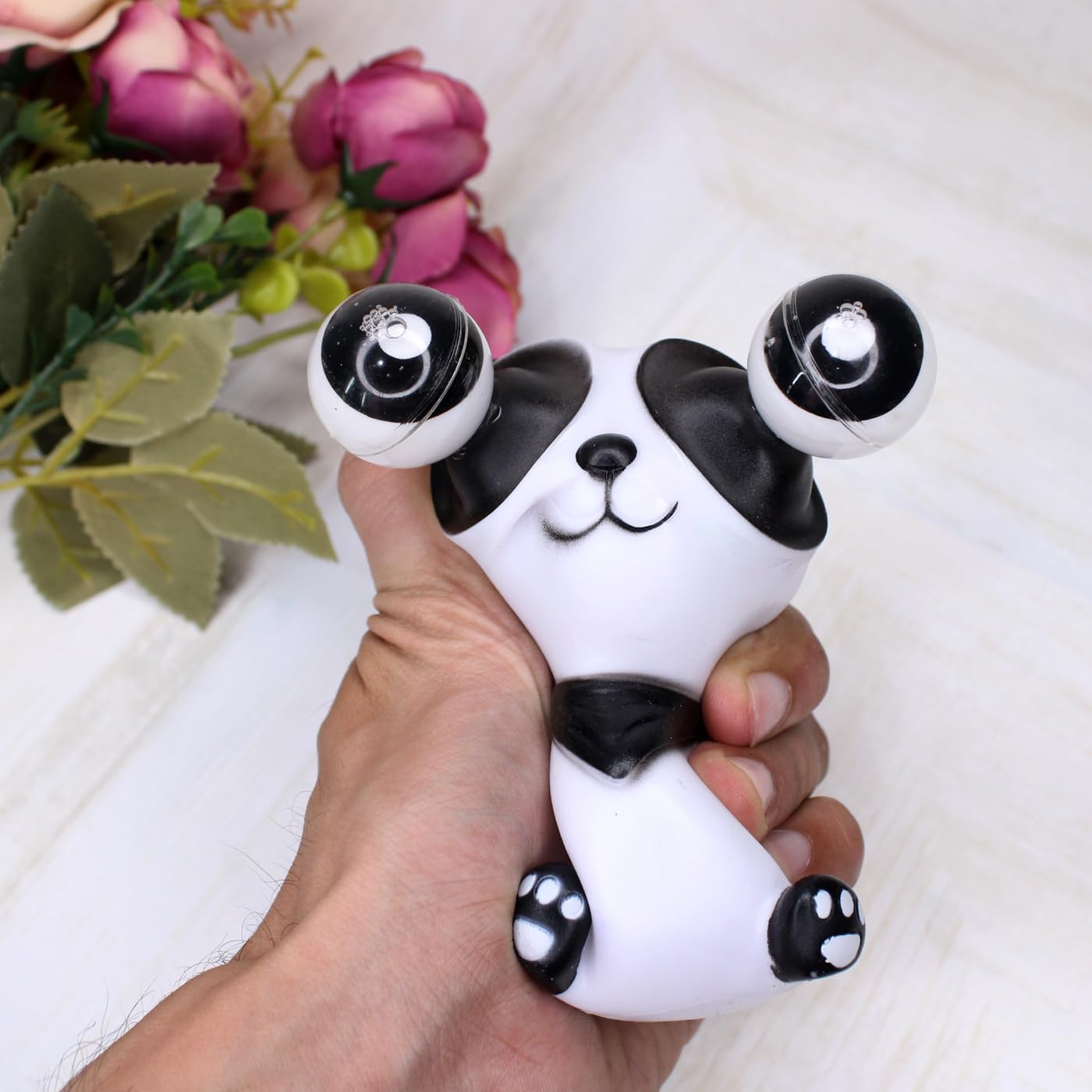 PandaPop: Squishy Eye-Popping Panda Squeeze Stress Relief Fidget Toy for Work Desk & Gifting