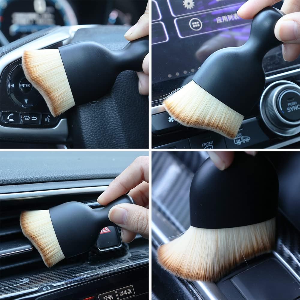 Puffin: Mini Car Interior Cleaning Brush with Soft Macro Bristles, Ergonomic Grip Dust Remover for Dashboard, Vents and Upholstery