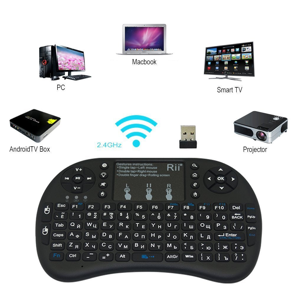 Keyboo: Mini Wireless Keyboard & Mouse with Bluetooth & USB Dongle, Rechargeable Backlit Remote for Smart TV, Android TV Box, PC & Mobile