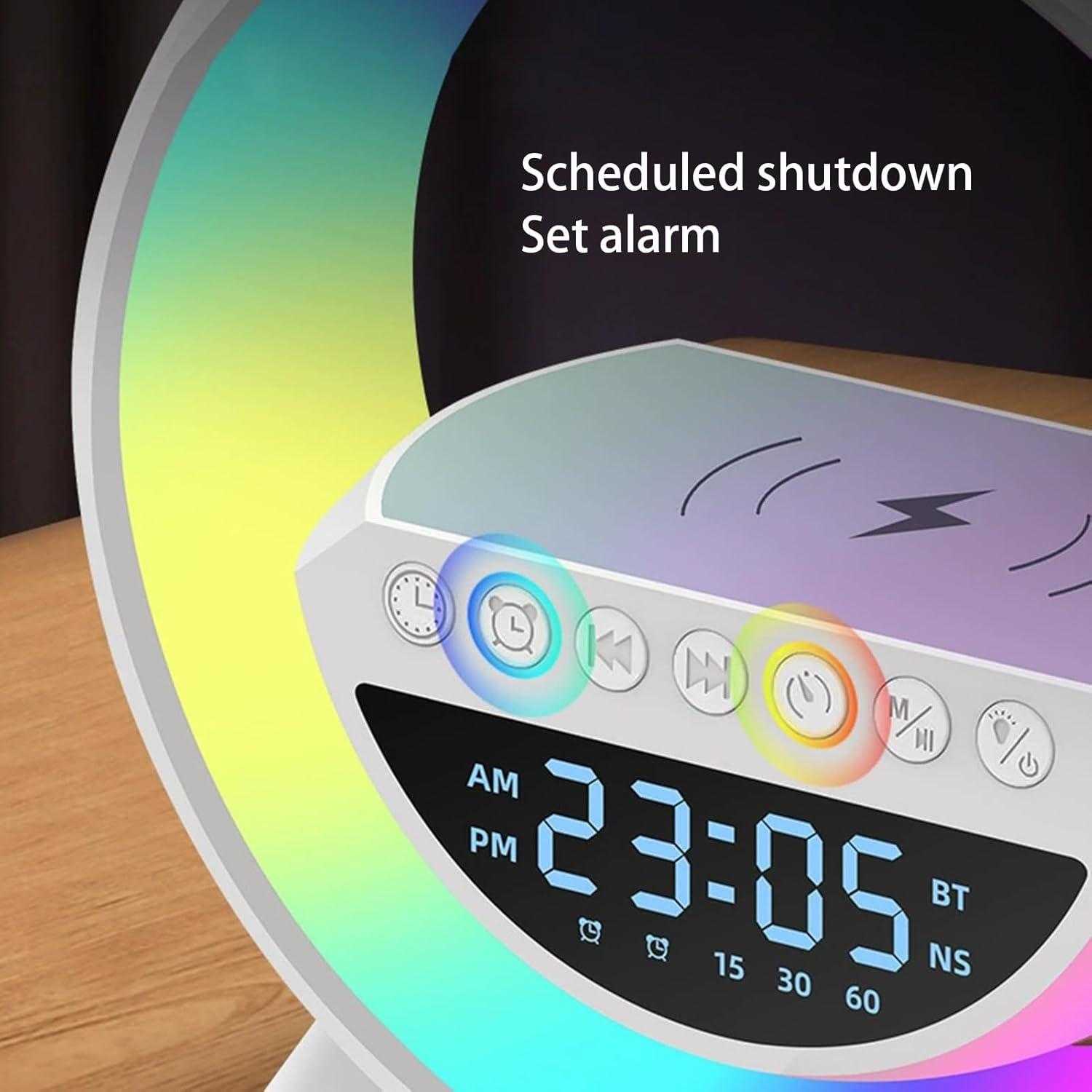 Gooble: Advanced G Lamp with RGB Light, Clock, Wireless Charger & Bluetooth Speaker