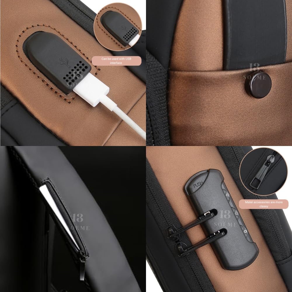 Shield: Anti-Theft Crossbody Messenger Sling Bag Waterproof Gadget Chest Bag with TSA Lock & USB Charging Port for Power Bank Attachment