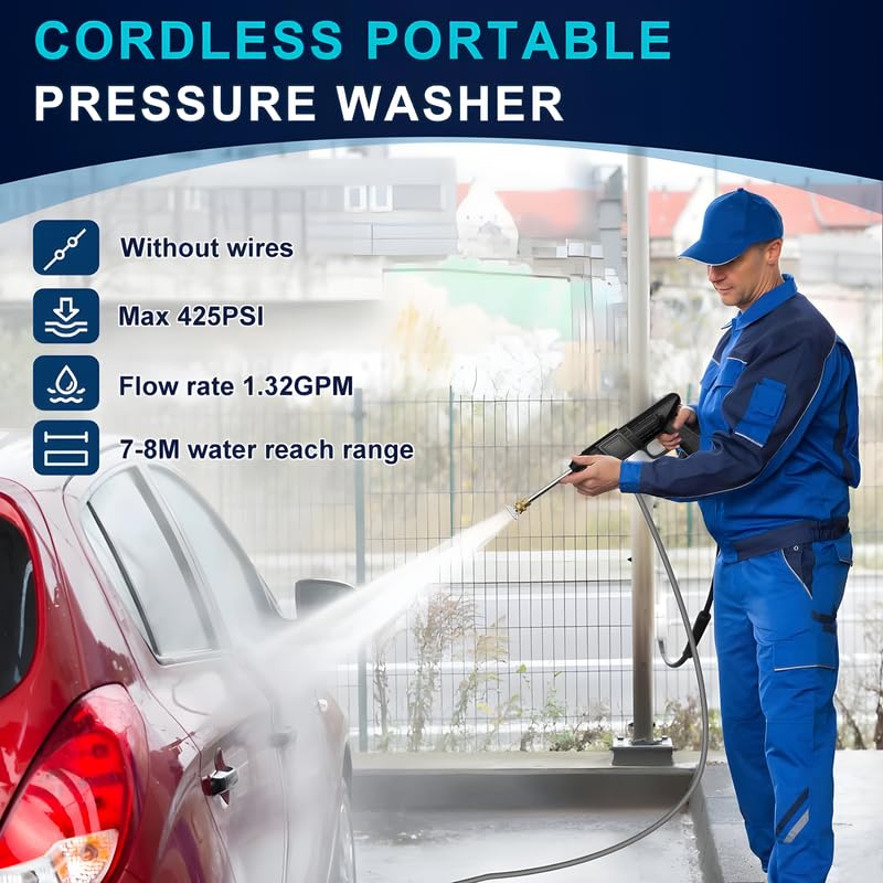 PowerJet: Cordless High Pressure Car Washer (12000mAh, 48V, Dual Battery)