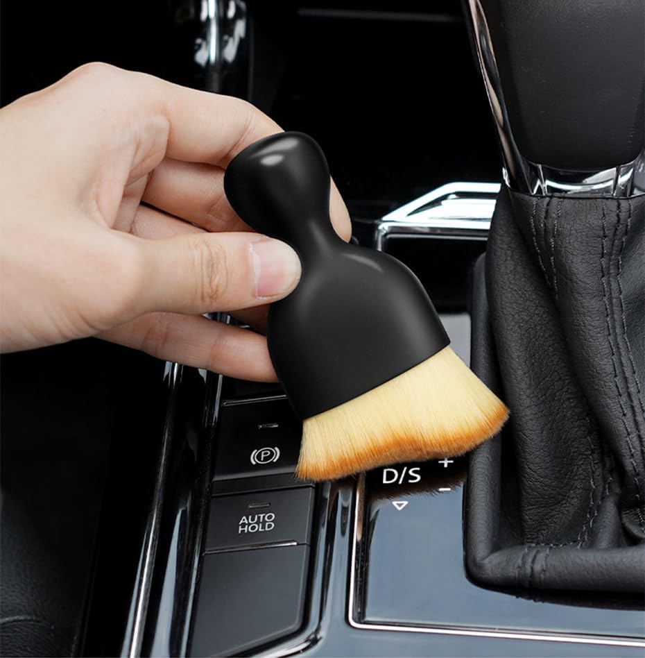 Puffin: Mini Car Interior Cleaning Brush with Soft Macro Bristles, Ergonomic Grip Dust Remover for Dashboard, Vents and Upholstery