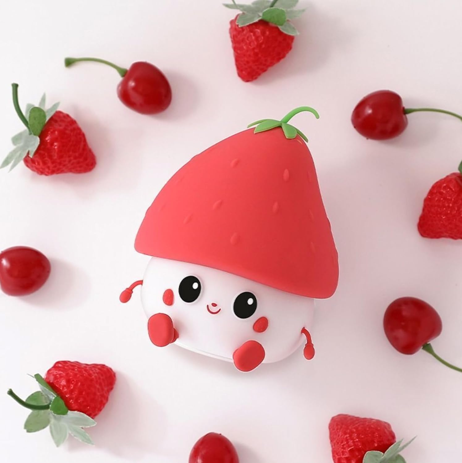 BerryBrite: Cute & Quirky Strawberry LED Nightlight with Touch Sensor, USB-C Charging & Adjustable Brightness Squishy Lamp