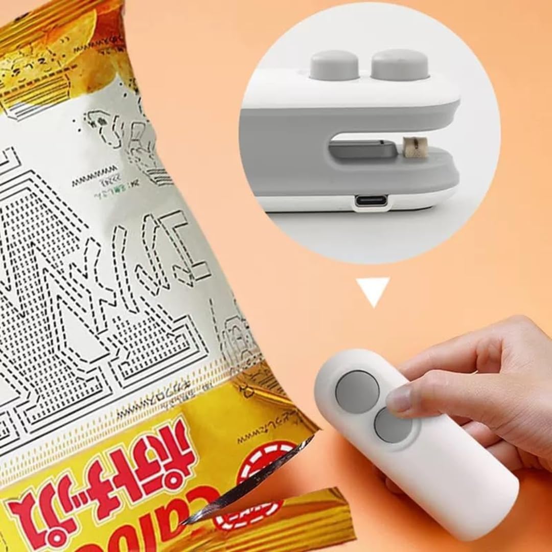 Sealy: 2-in-1  Mini Bag Sealer & Cutter, USB-C Rechargeable Portable Handheld Food Storage Sealing Machine for Snacks, Chips & Plastic Packets