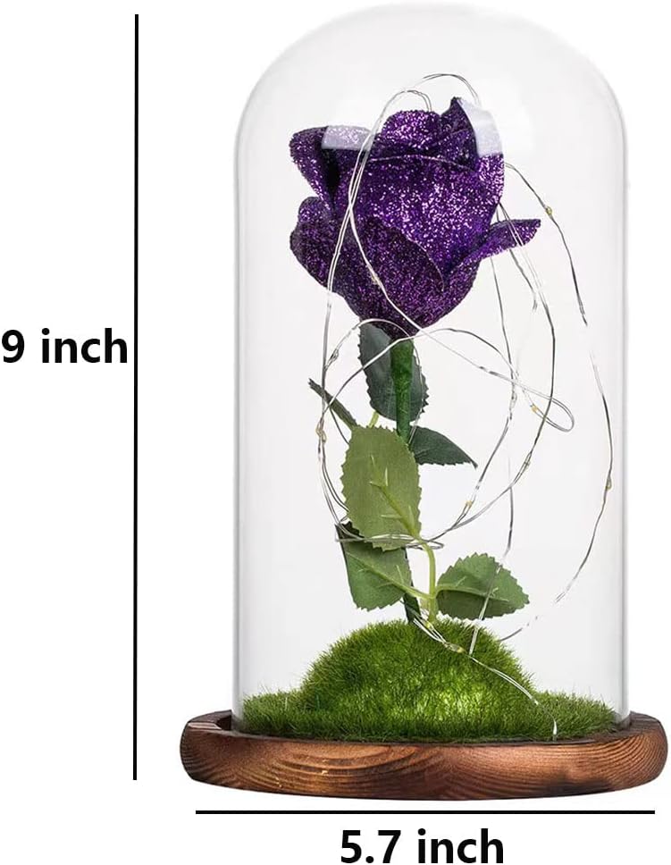 Forever: OG Glass Rose with Removable Dome | USB Powered | Enchanted Purple