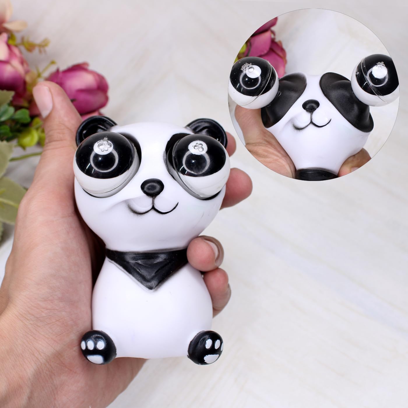 PandaPop: Squishy Eye-Popping Panda Squeeze Stress Relief Fidget Toy for Work Desk & Gifting