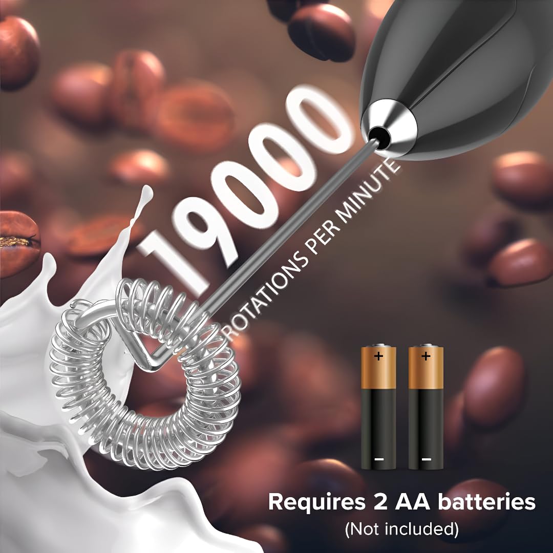 Brewio: Portable Handheld Coffee Frother for Latte, Cappuccino & Beverages, High-Speed Electric Milk Frother with Stainless Steel Whisk, Battery-Operated Mini Foam Maker