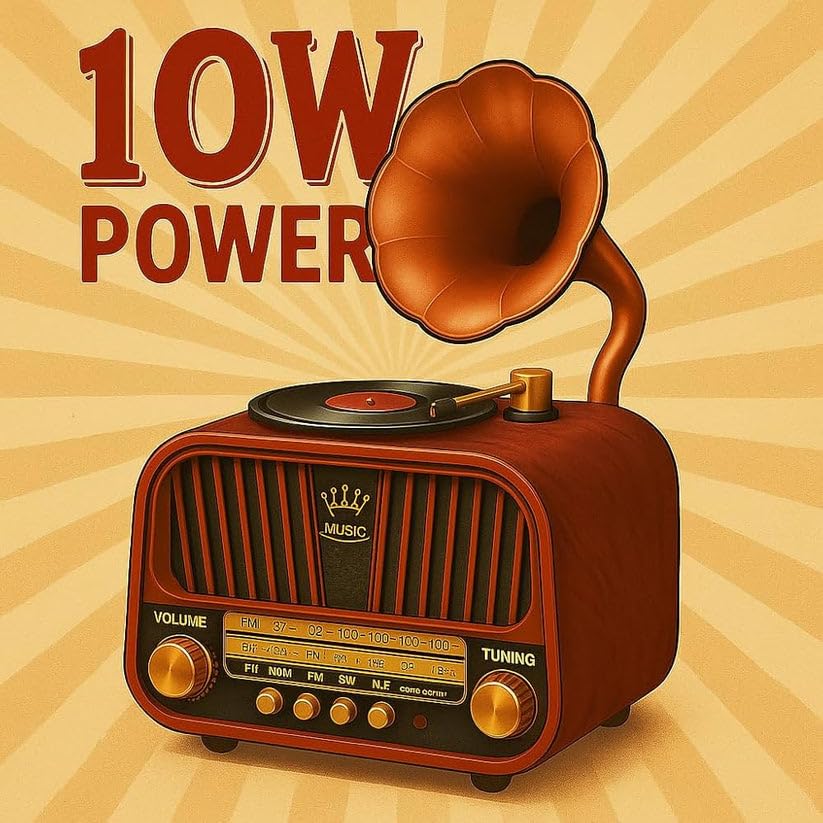 Grammy: Retro Gramophone Bluetooth Speaker with Classic Horn Design, Portable  Music Player with FM/AM/SW Radio, USB & TF Card Support, Deep Bass Sound