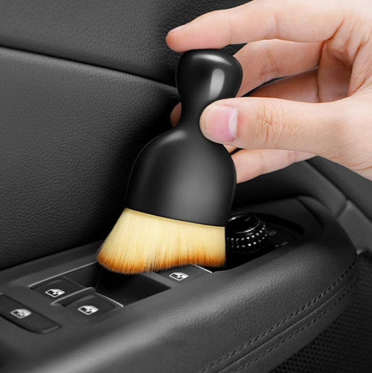 Puffin: Mini Car Interior Cleaning Brush with Soft Macro Bristles, Ergonomic Grip Dust Remover for Dashboard, Vents and Upholstery