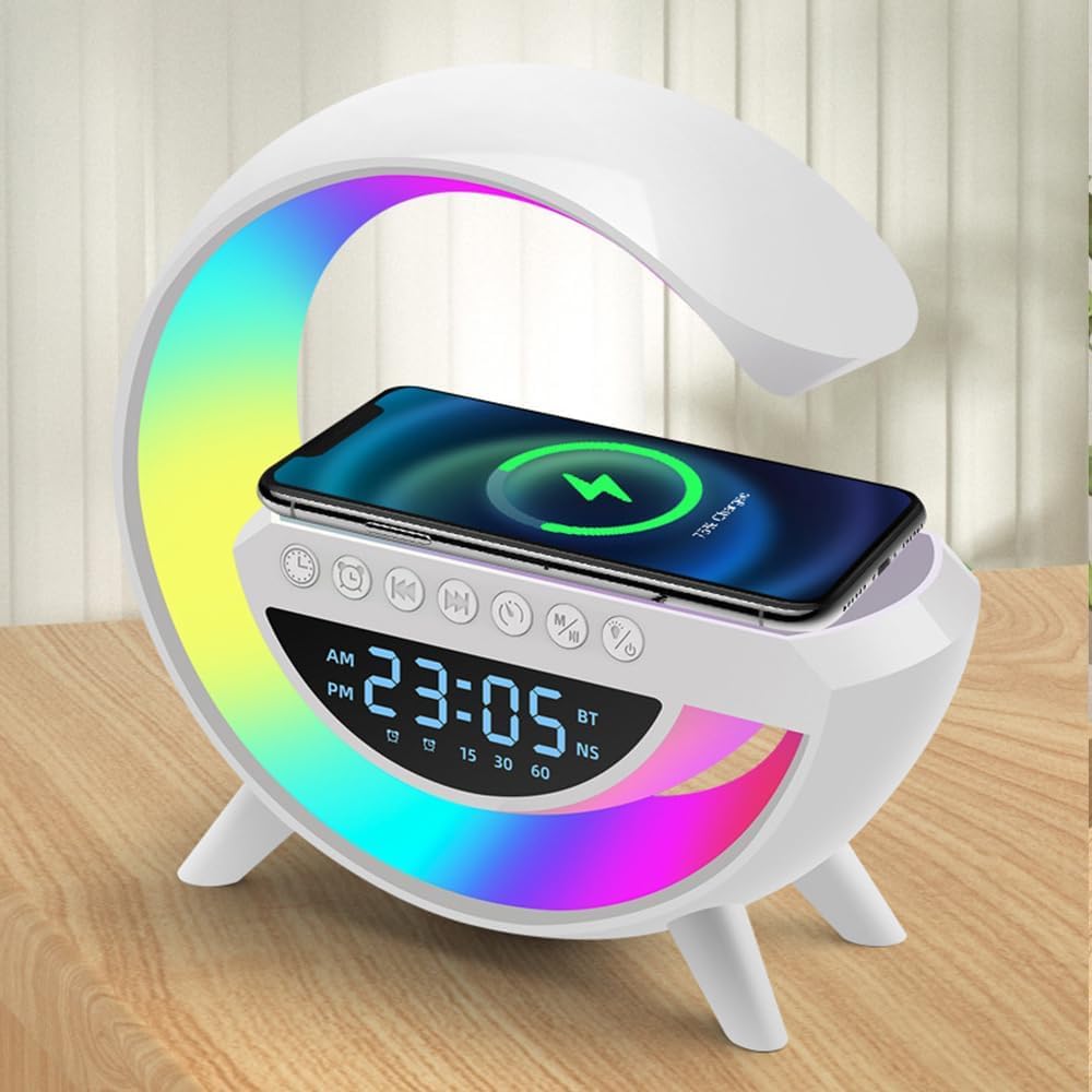 Gooble: Advanced G Lamp with RGB Light, Clock, Wireless Charger & Bluetooth Speaker