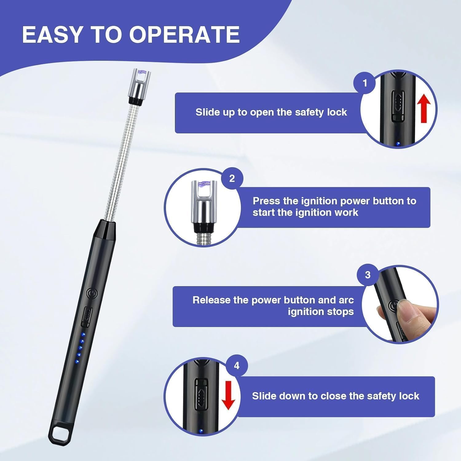 Flarex: USB-C Rechargeable Electric Arc Lighter, Windproof, Flameless & Flexible Neck Lighter for Candles, BBQ, Gas Stove & Outdoor Use